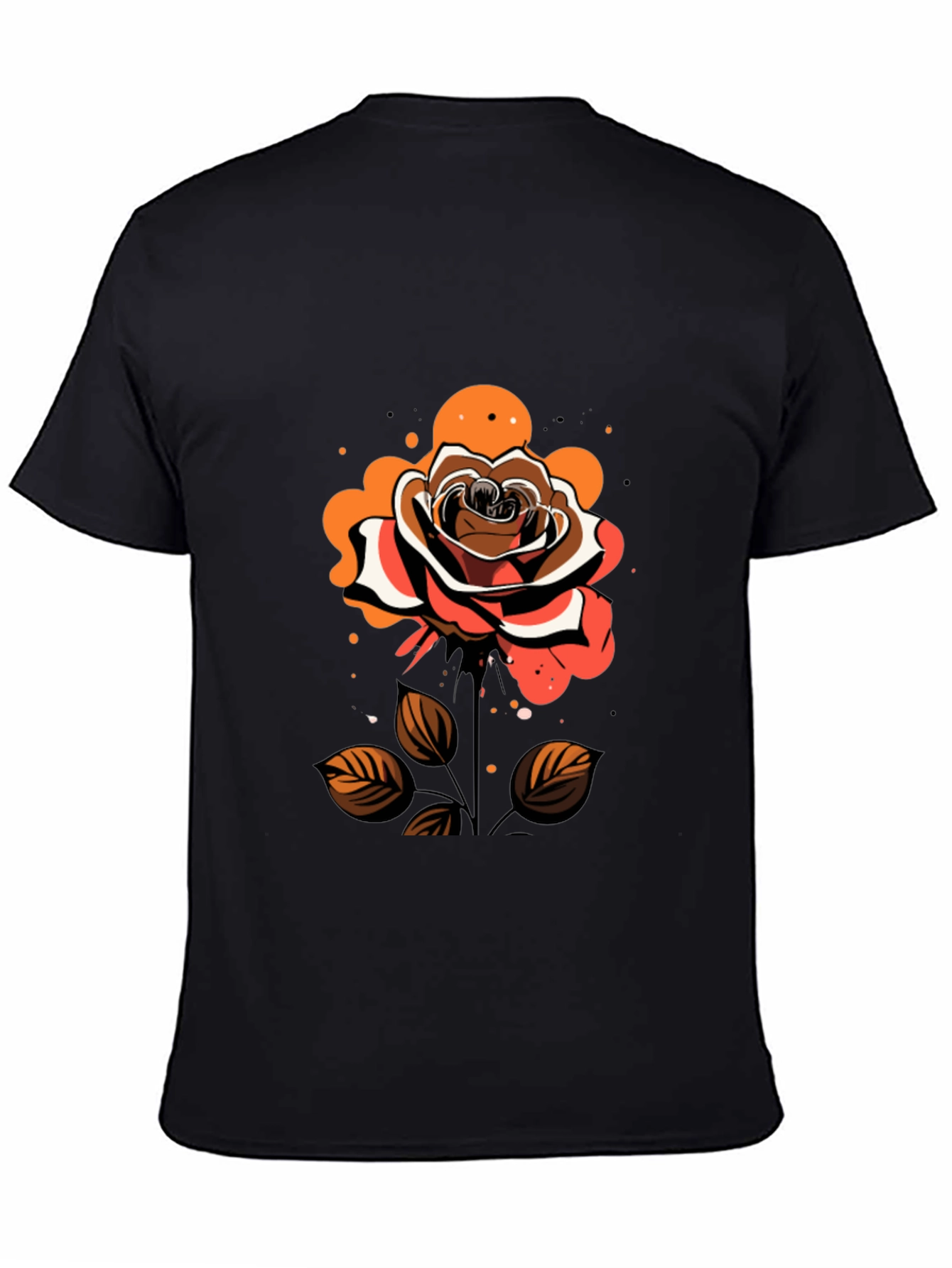 Rose Graphic Tee - Stylish Mens Black T-Shirt