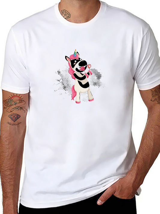 Unicorn Zebra Lollipop Black T-Shirt