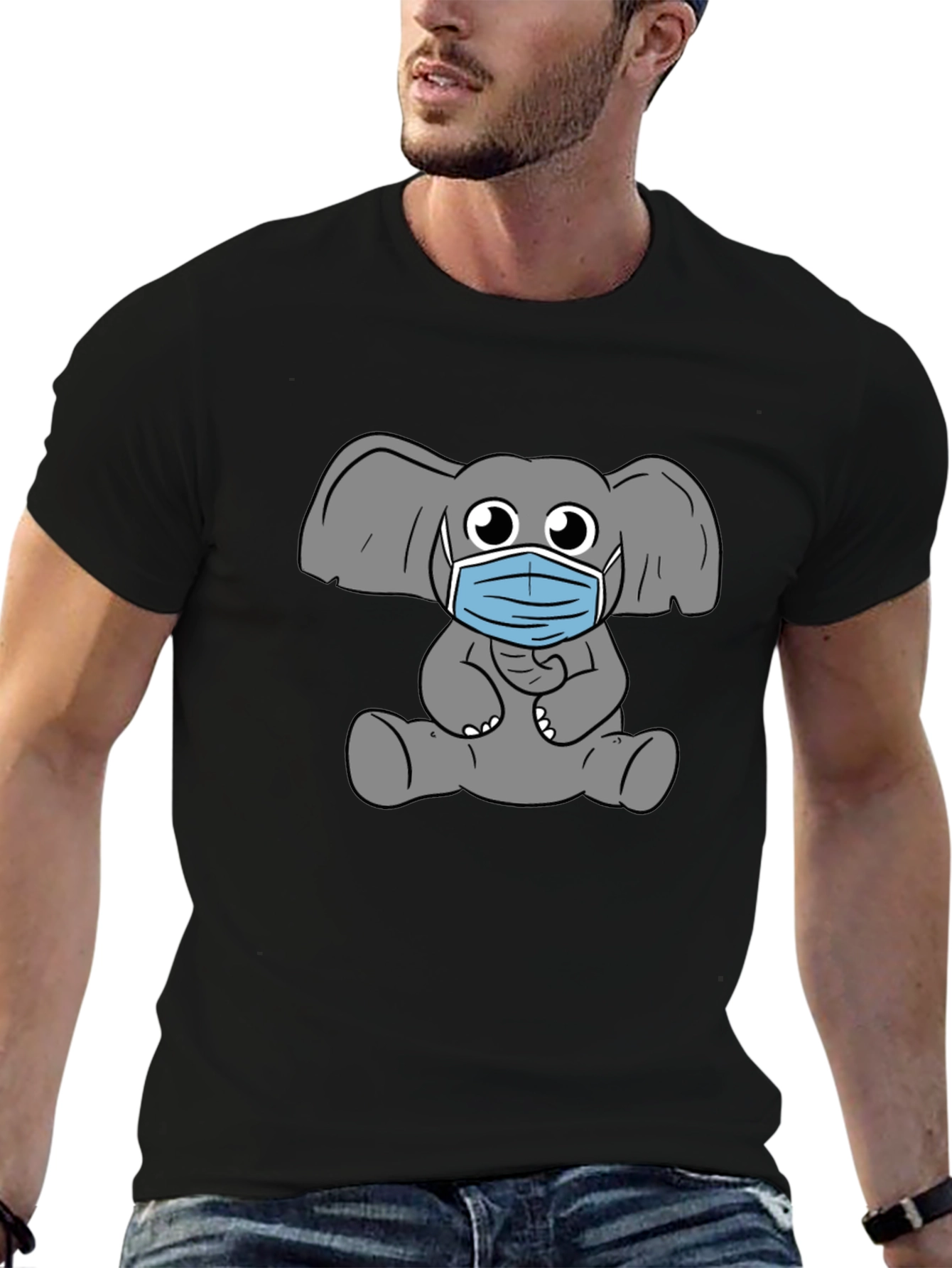 Elephant Mask Graphic T-Shirt - Stylish Comfort