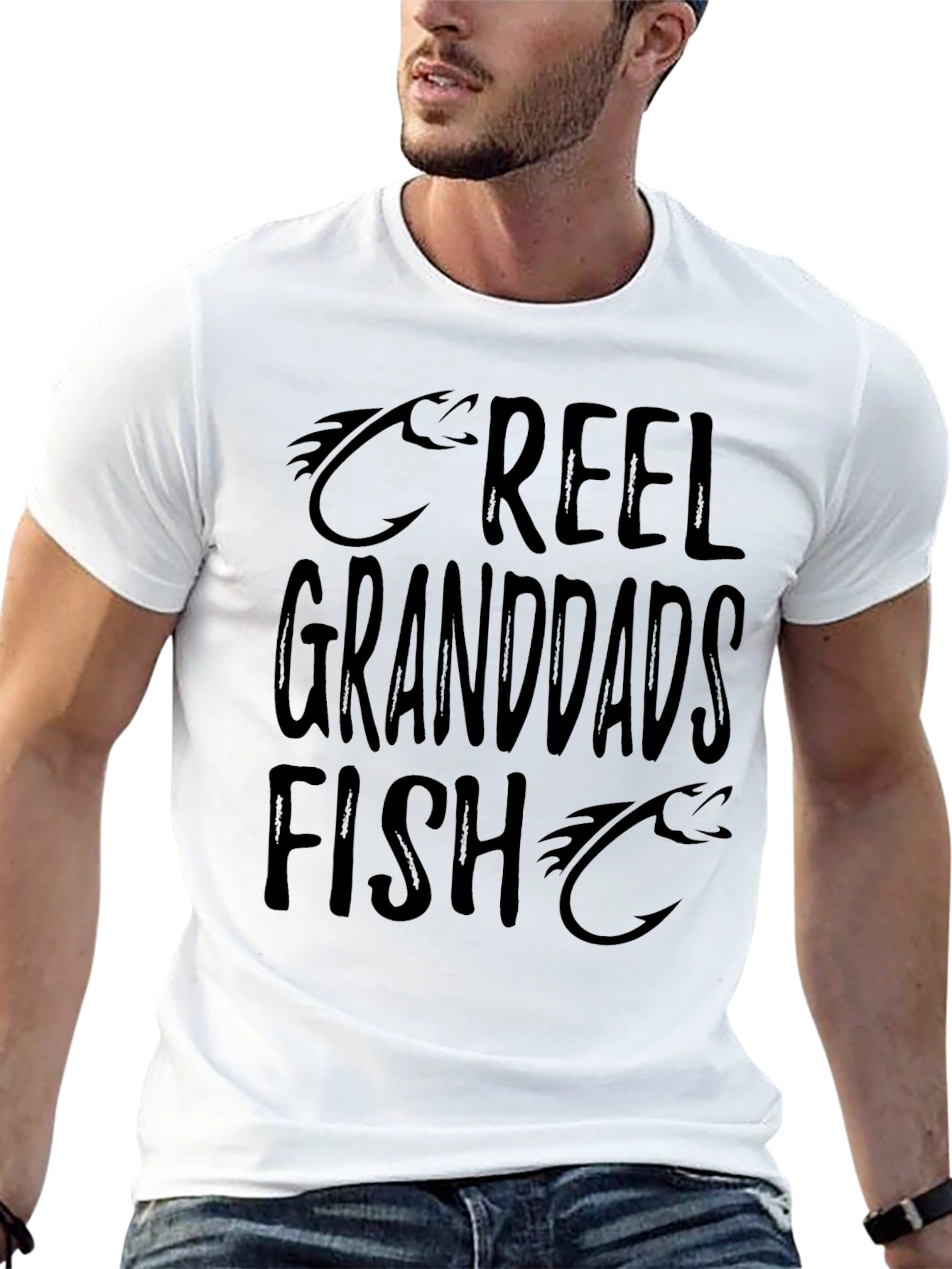 Reel Granddads Fish Black T-Shirt - Fisherman Dad