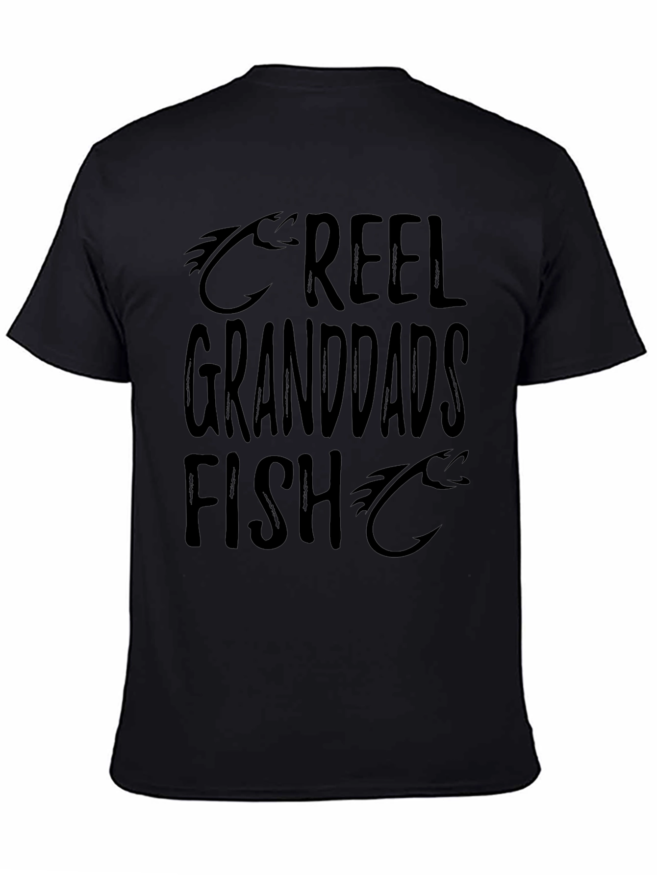 Reel Granddads Fish Black T-Shirt - Fisherman Dad