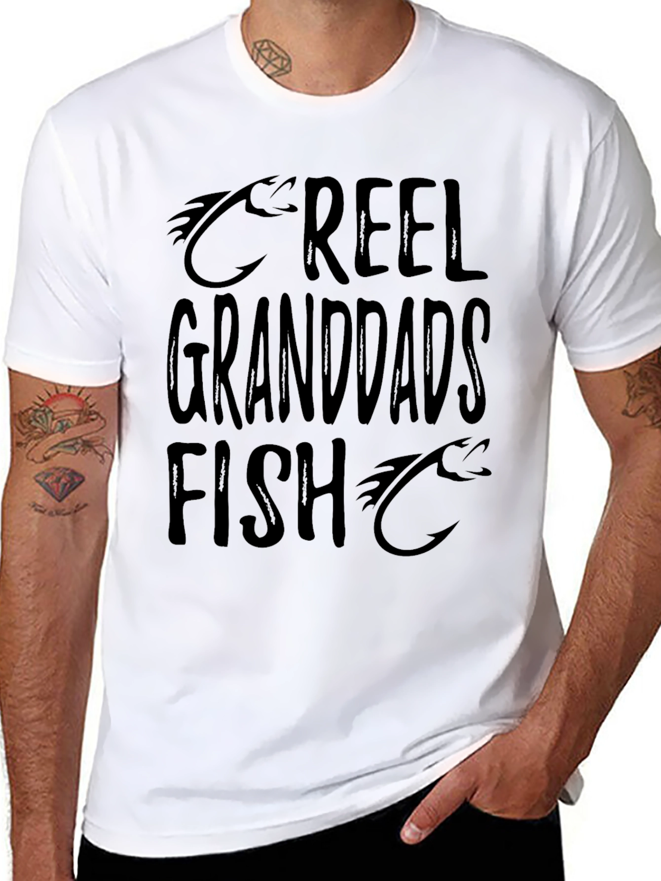 Reel Granddads Fish Black T-Shirt - Fisherman Dad