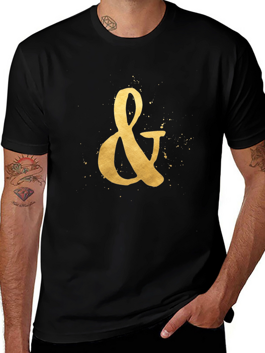 Golden Ampersand Graphic Tee - Stylish Black T-Shirt