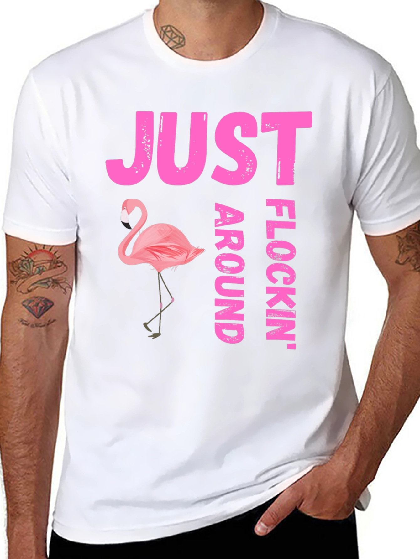 Just Flocking Around T-Shirt - Flamingo Graphic Tee
