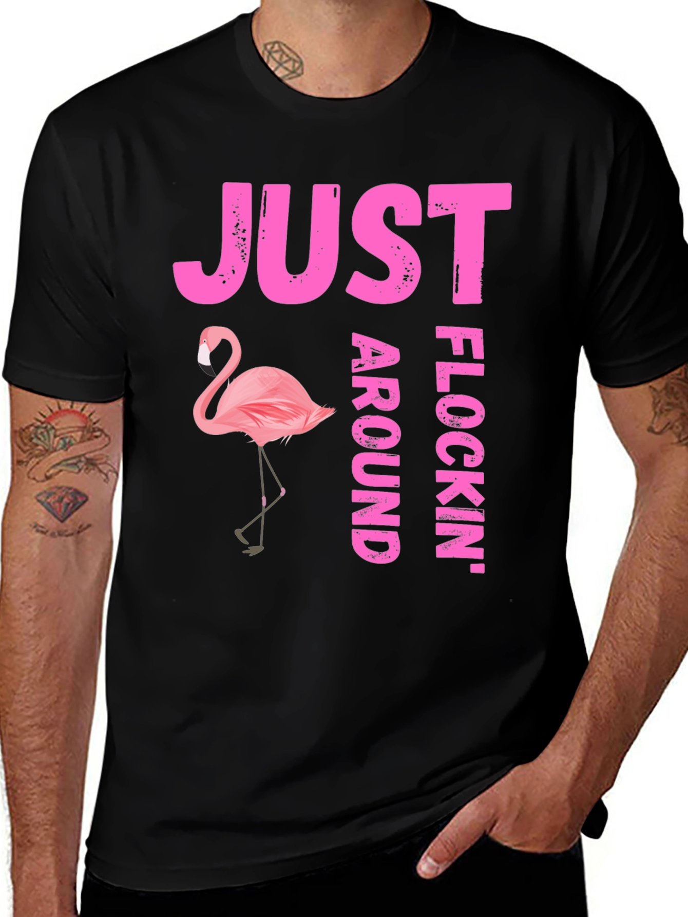 Just Flocking Around T-Shirt - Flamingo Graphic Tee