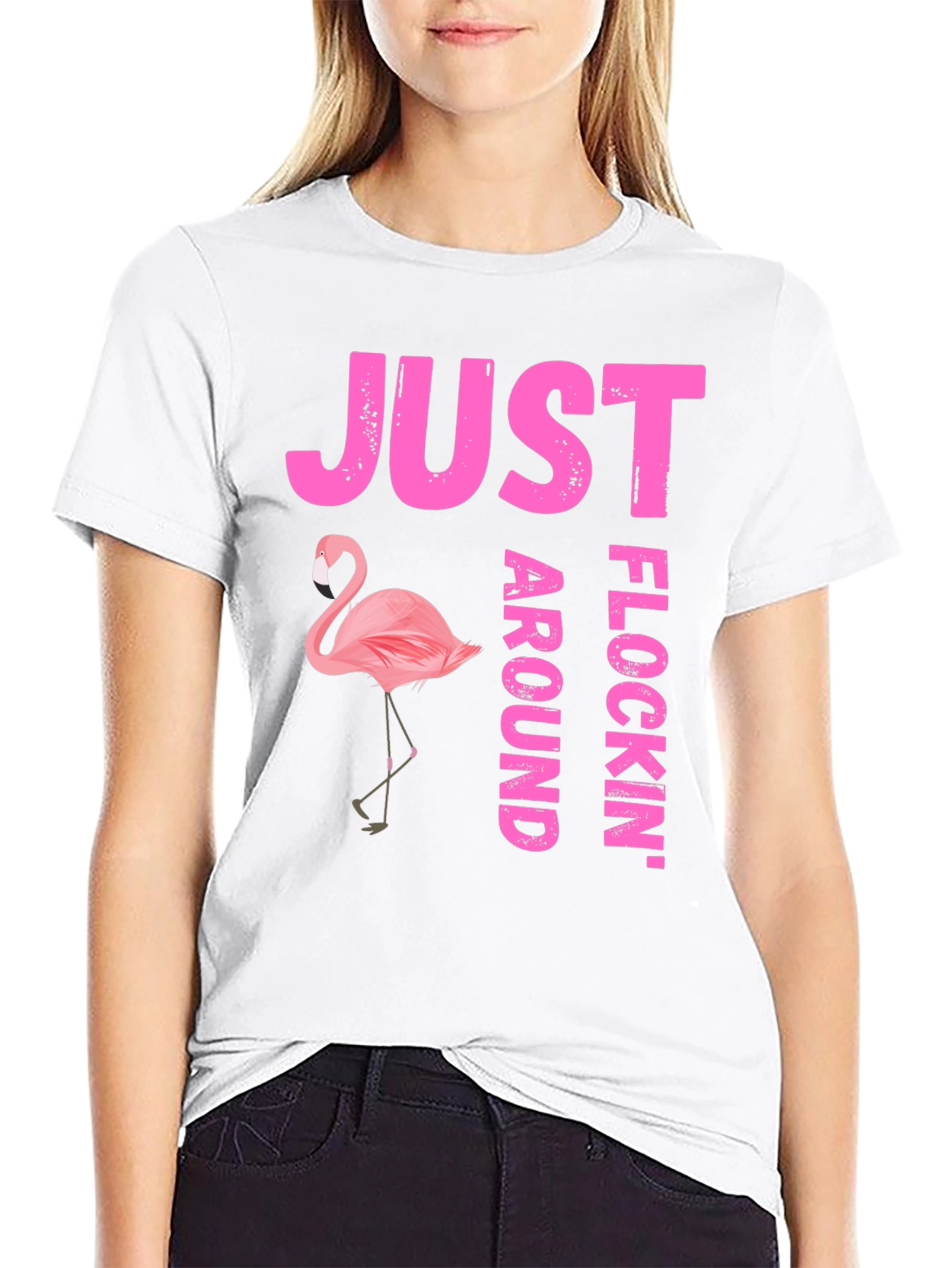 Just Flocking Around T-Shirt - Flamingo Graphic Tee