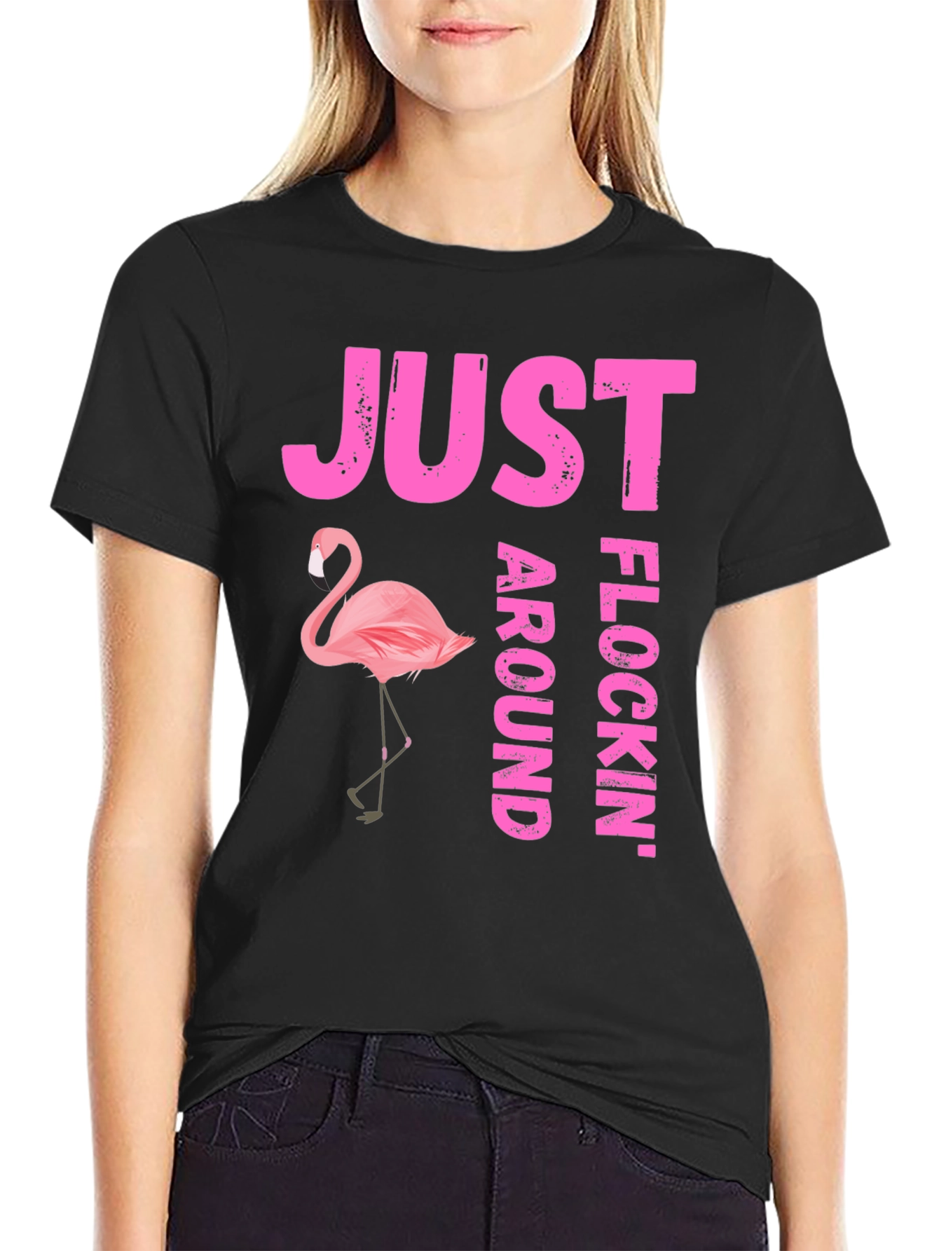 Just Flocking Around T-Shirt - Flamingo Graphic Tee