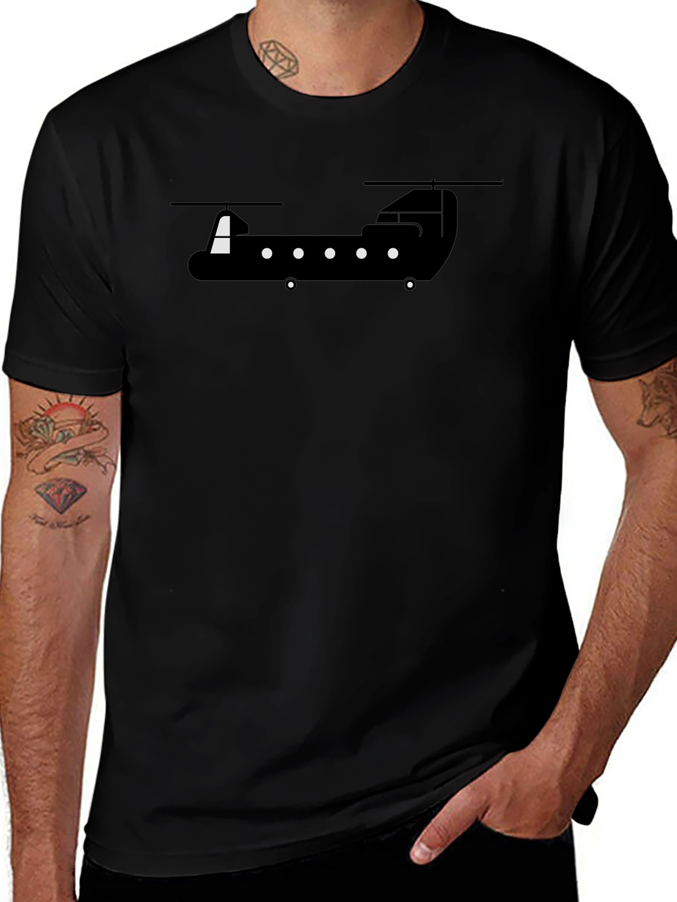 Chinook Helicopter Graphic Tee - Black
