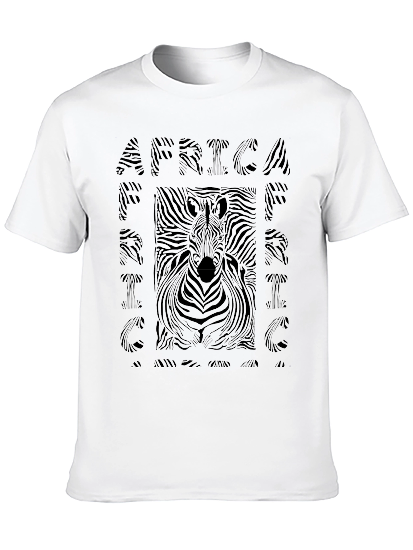 African Zebra Print Mens Black T-Shirt
