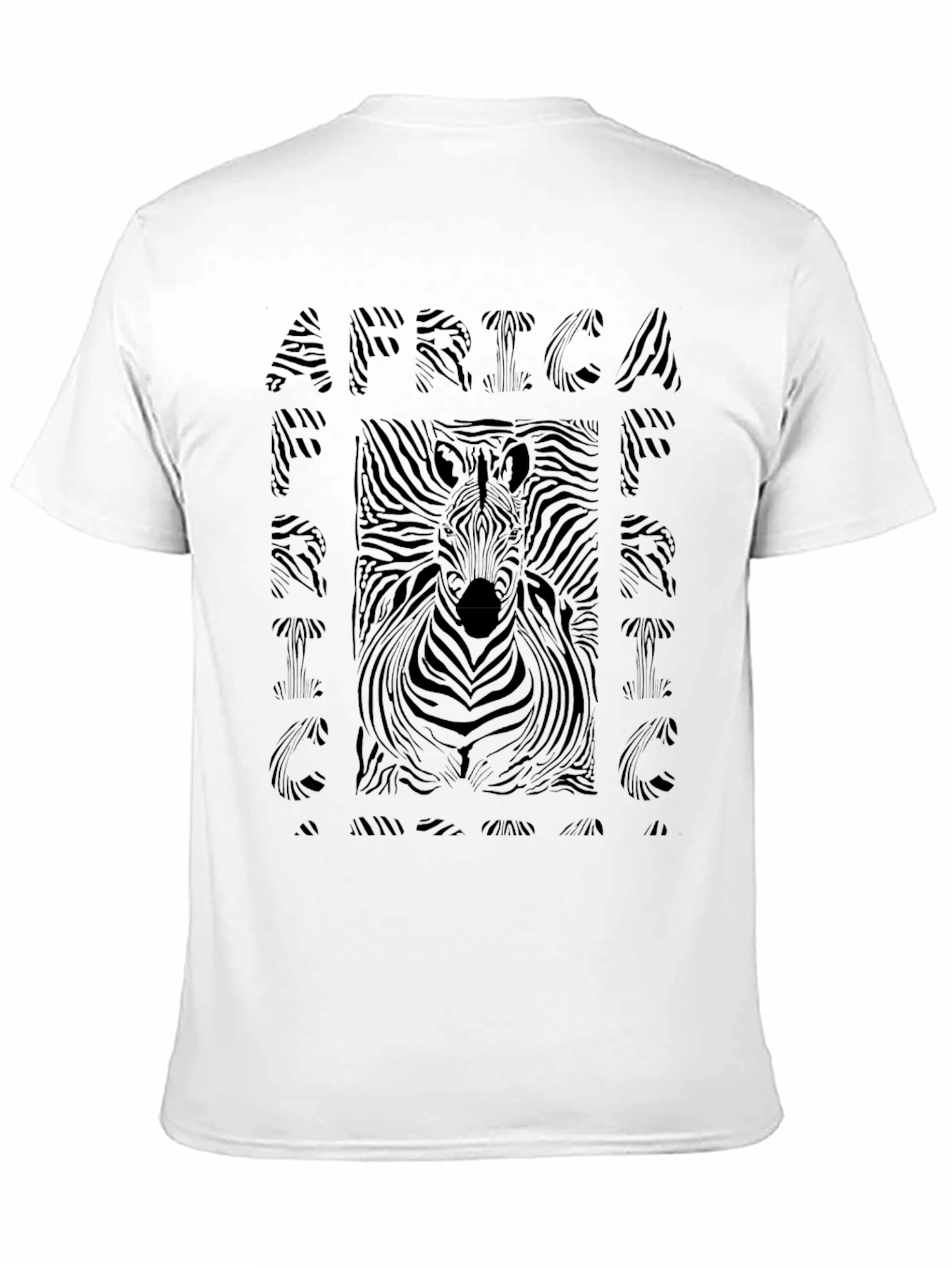 African Zebra Print Mens Black T-Shirt