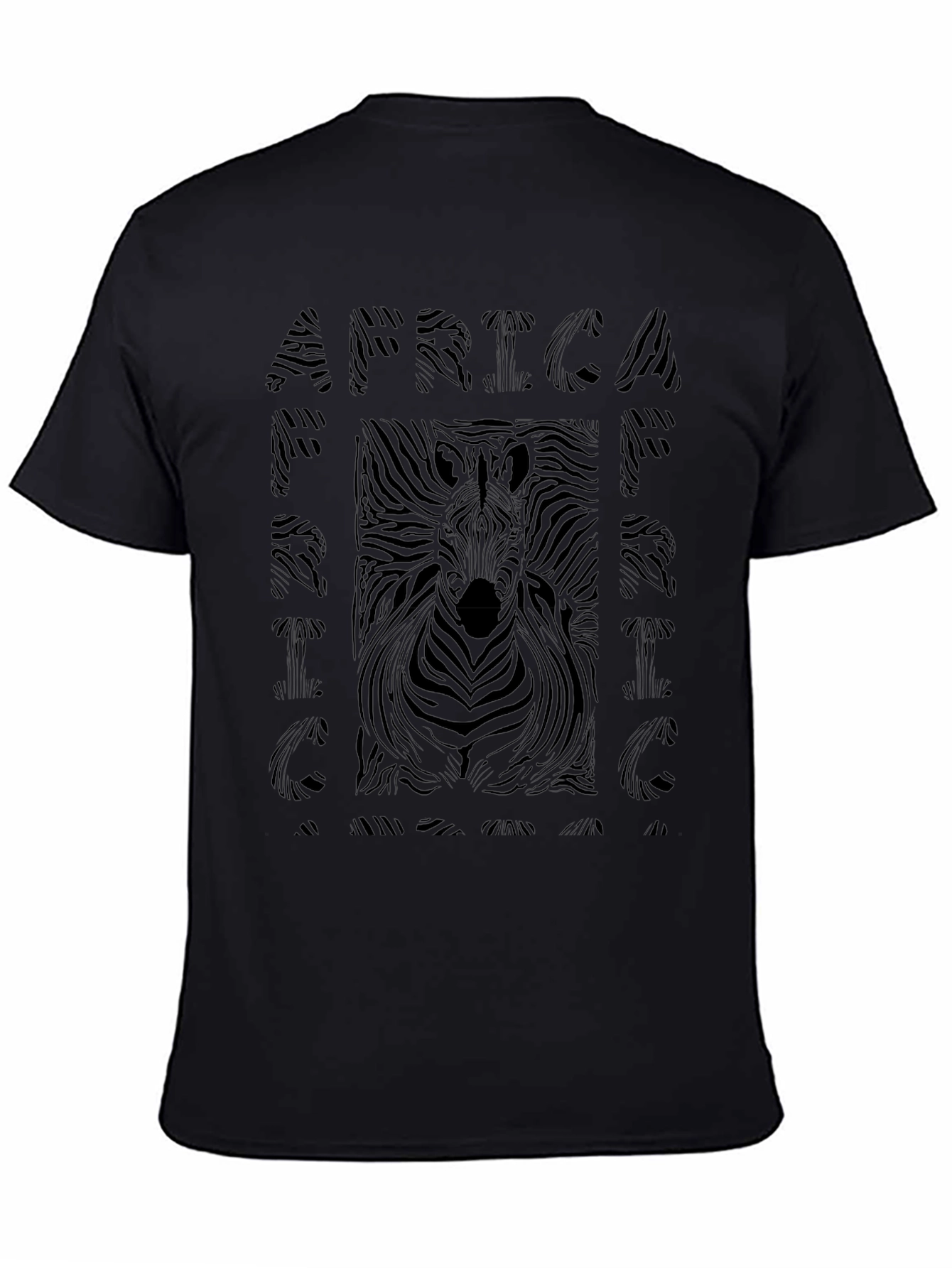 African Zebra Print Mens Black T-Shirt