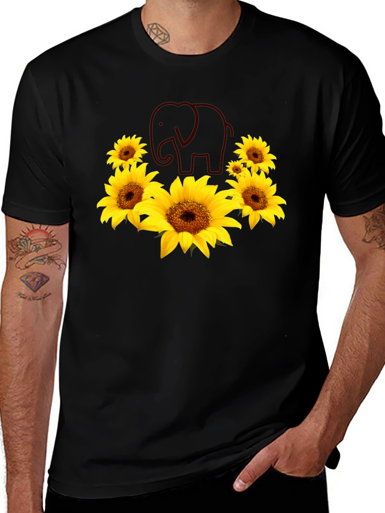 Sunflower Elephant Graphic Tee
