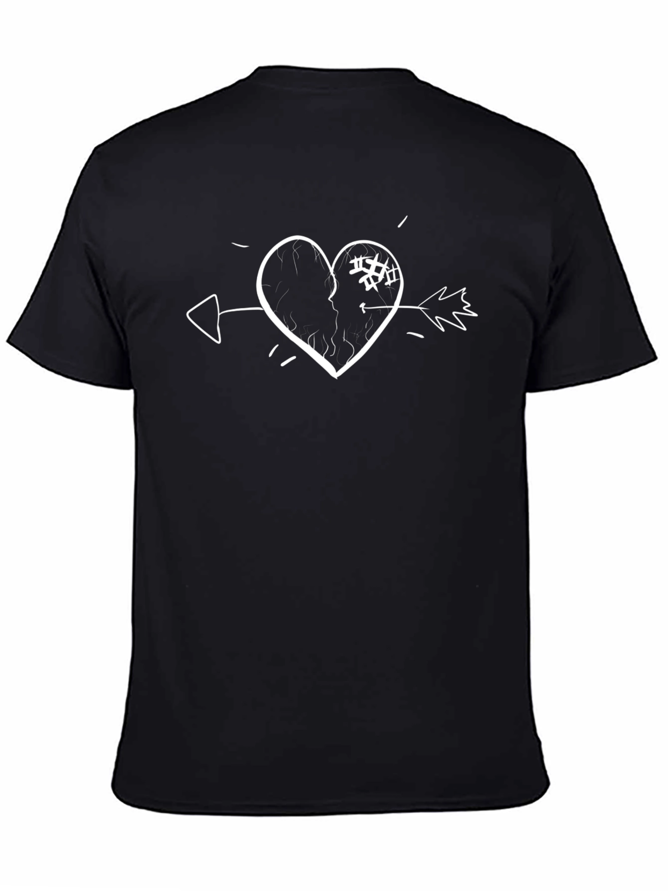 Broken Heart Arrow T-Shirt - Black Cotton Tee