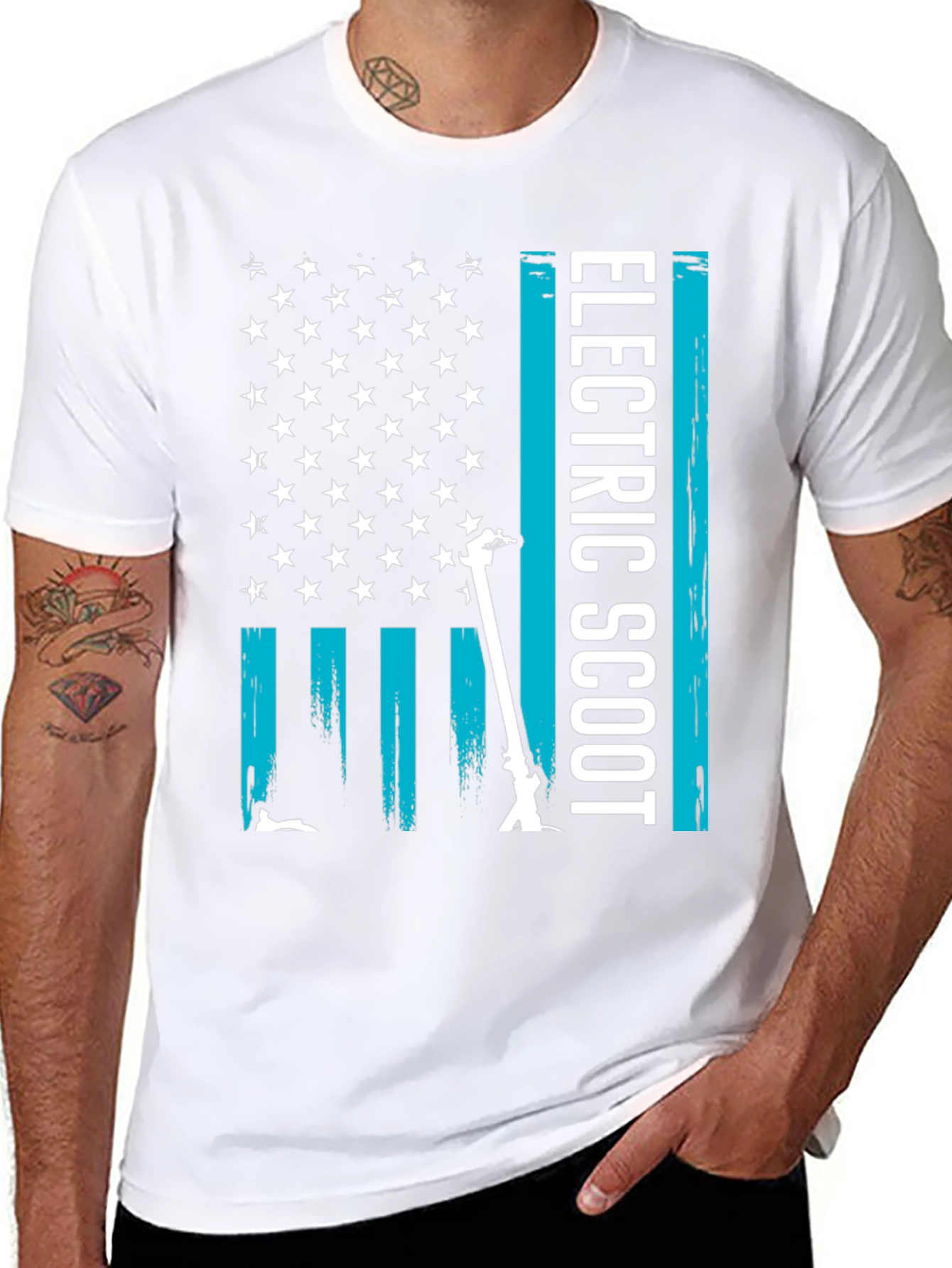 Electric Scooter USA Flag T-Shirt