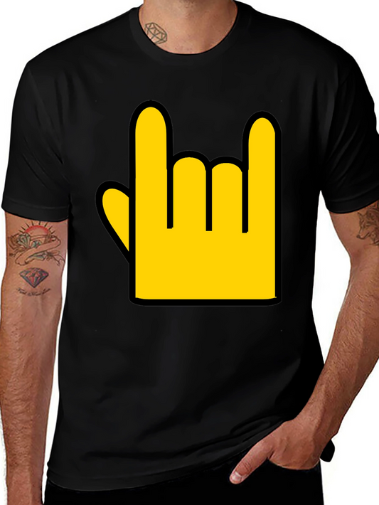 Rock On Hand Graphic Tee - Black Casual T-Shirt