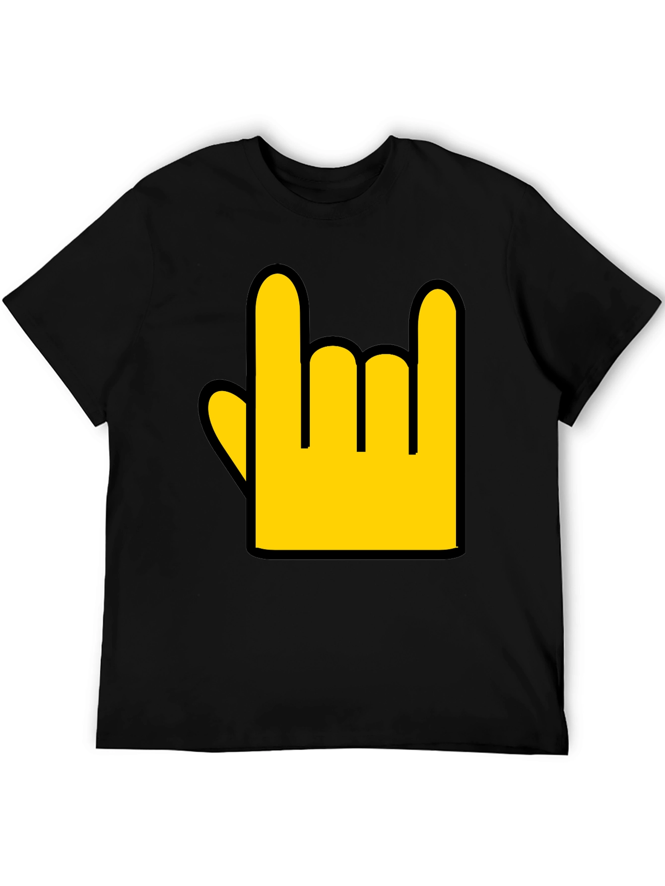 Rock On Hand Graphic Tee - Black Casual T-Shirt