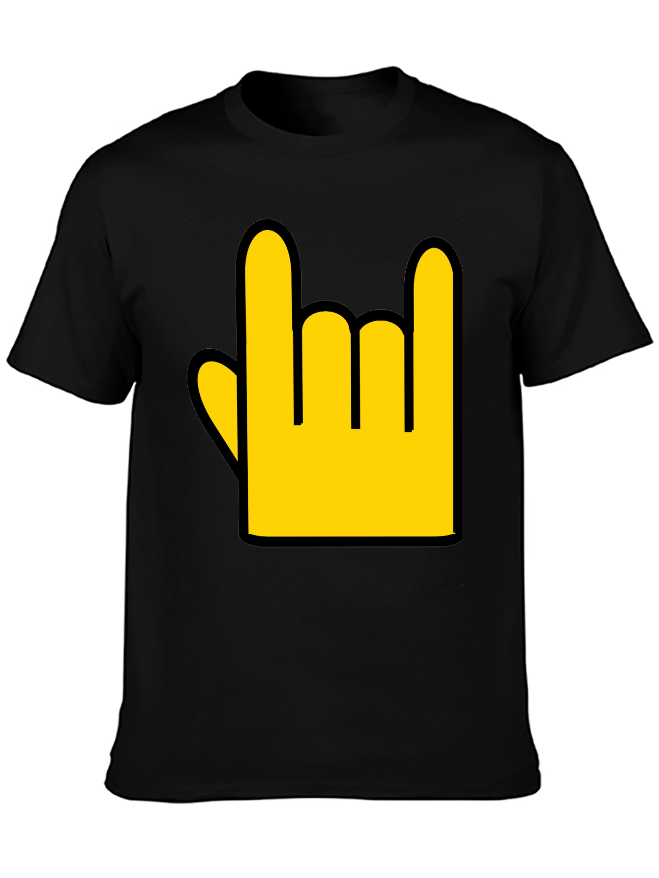 Rock On Hand Graphic Tee - Black Casual T-Shirt