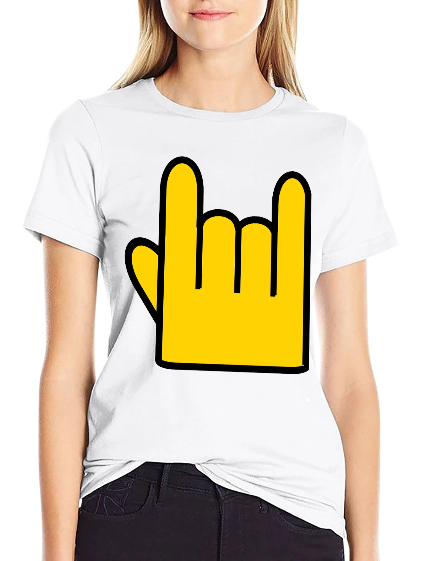 Rock On Hand Graphic Tee - Black Casual T-Shirt