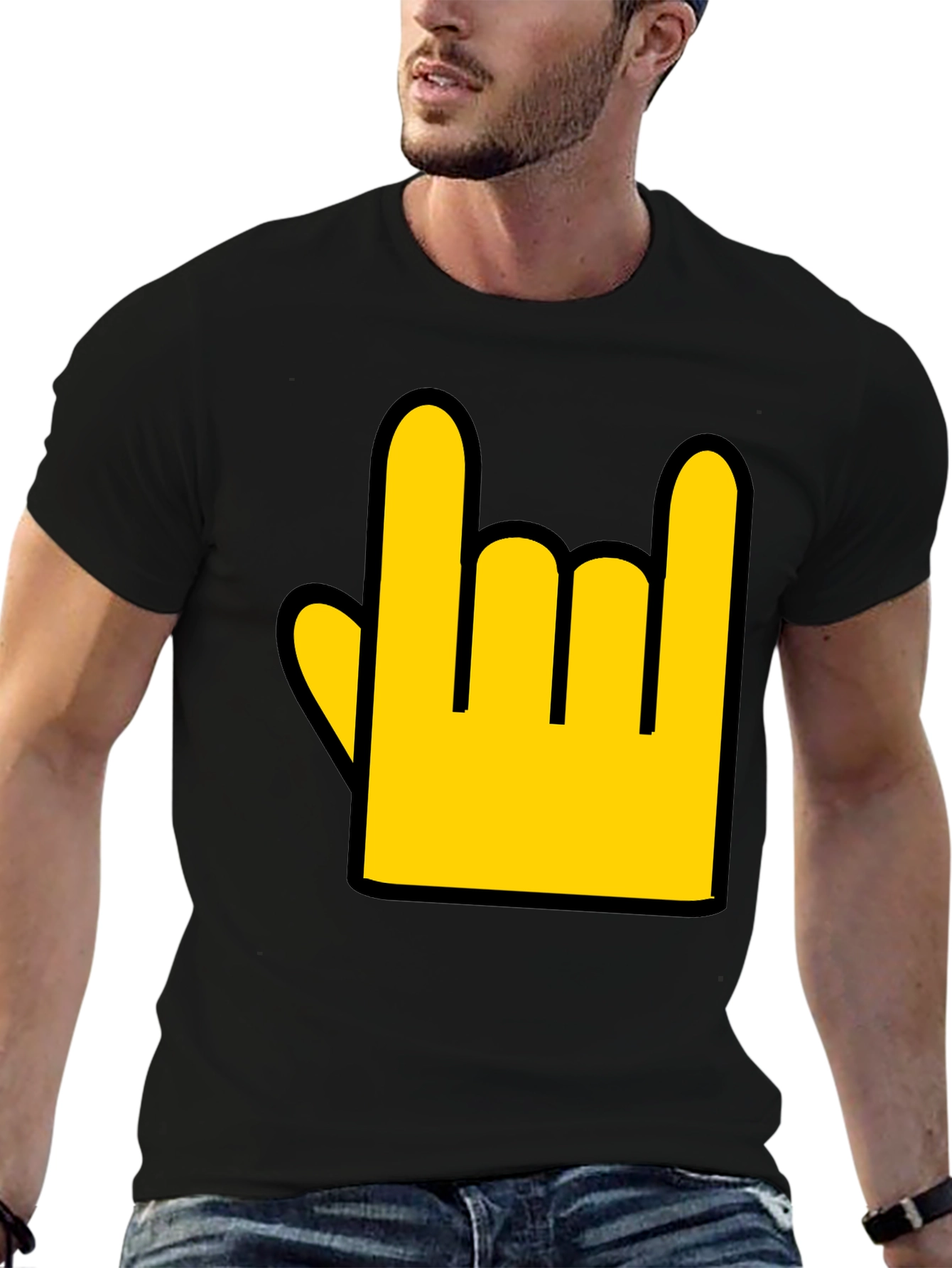 Rock On Hand Graphic Tee - Black Casual T-Shirt