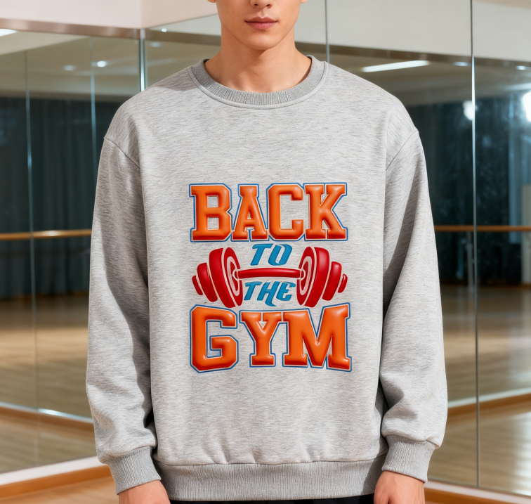 Bold Gym-Inspired Dumbbell Print Sweatshirt