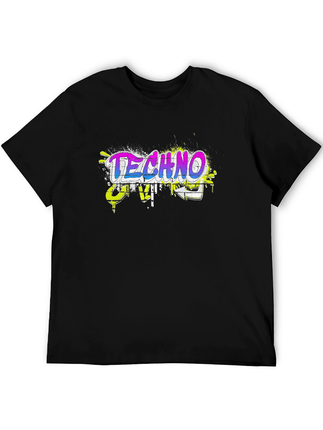 Techno Graffiti Style Black T-Shirt