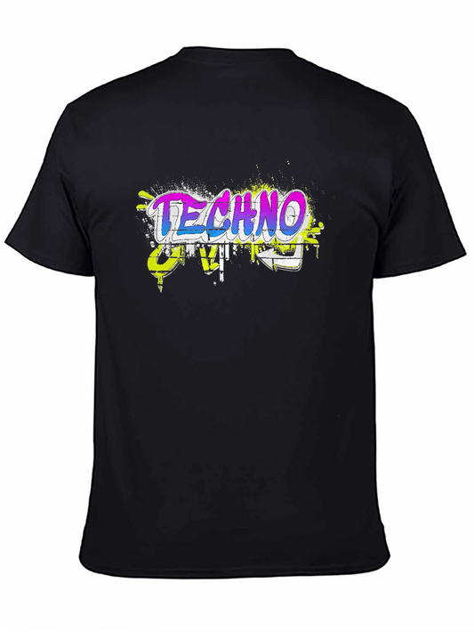 Techno Graffiti Style Black T-Shirt