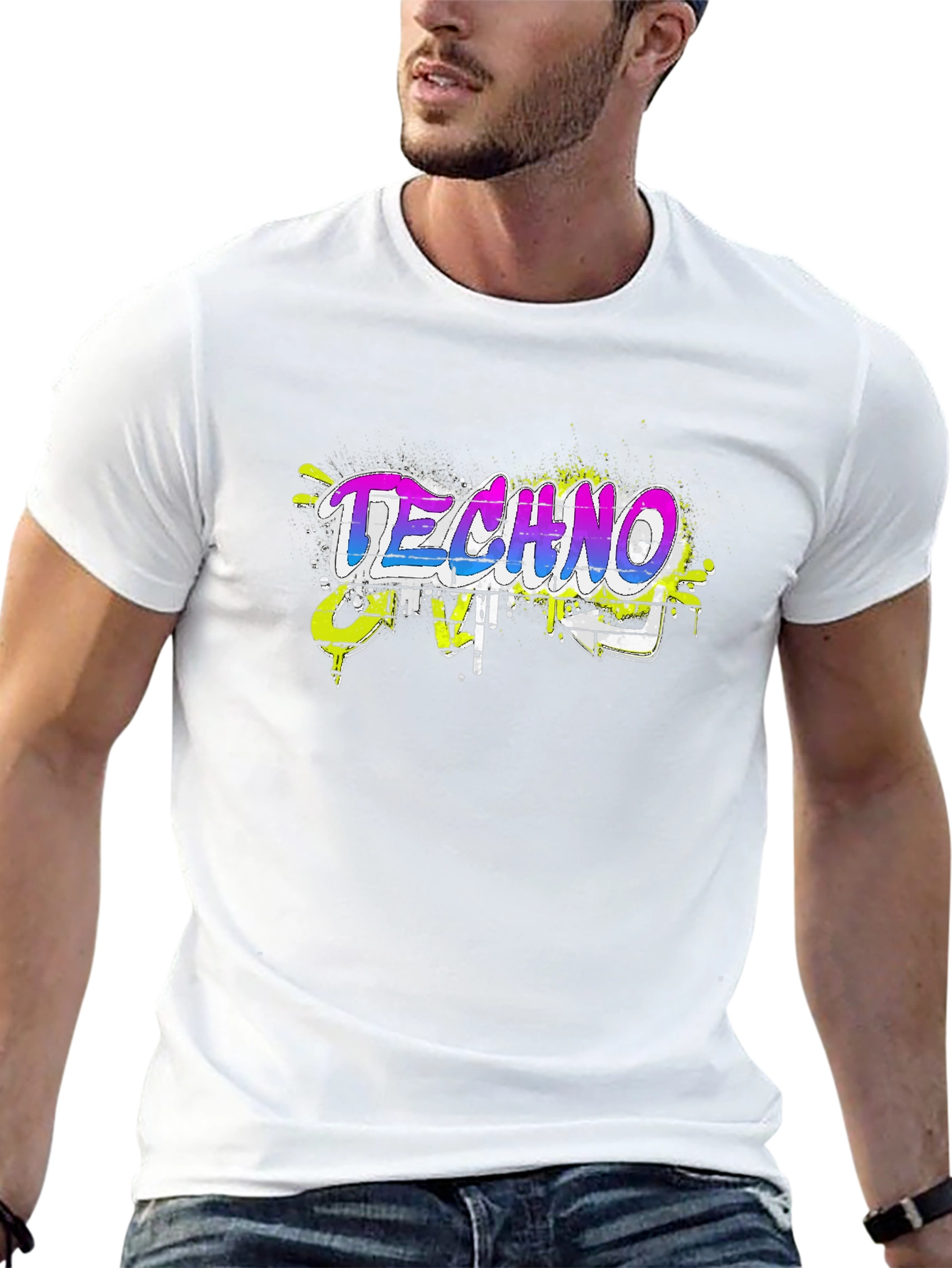 Techno Graffiti Style Black T-Shirt