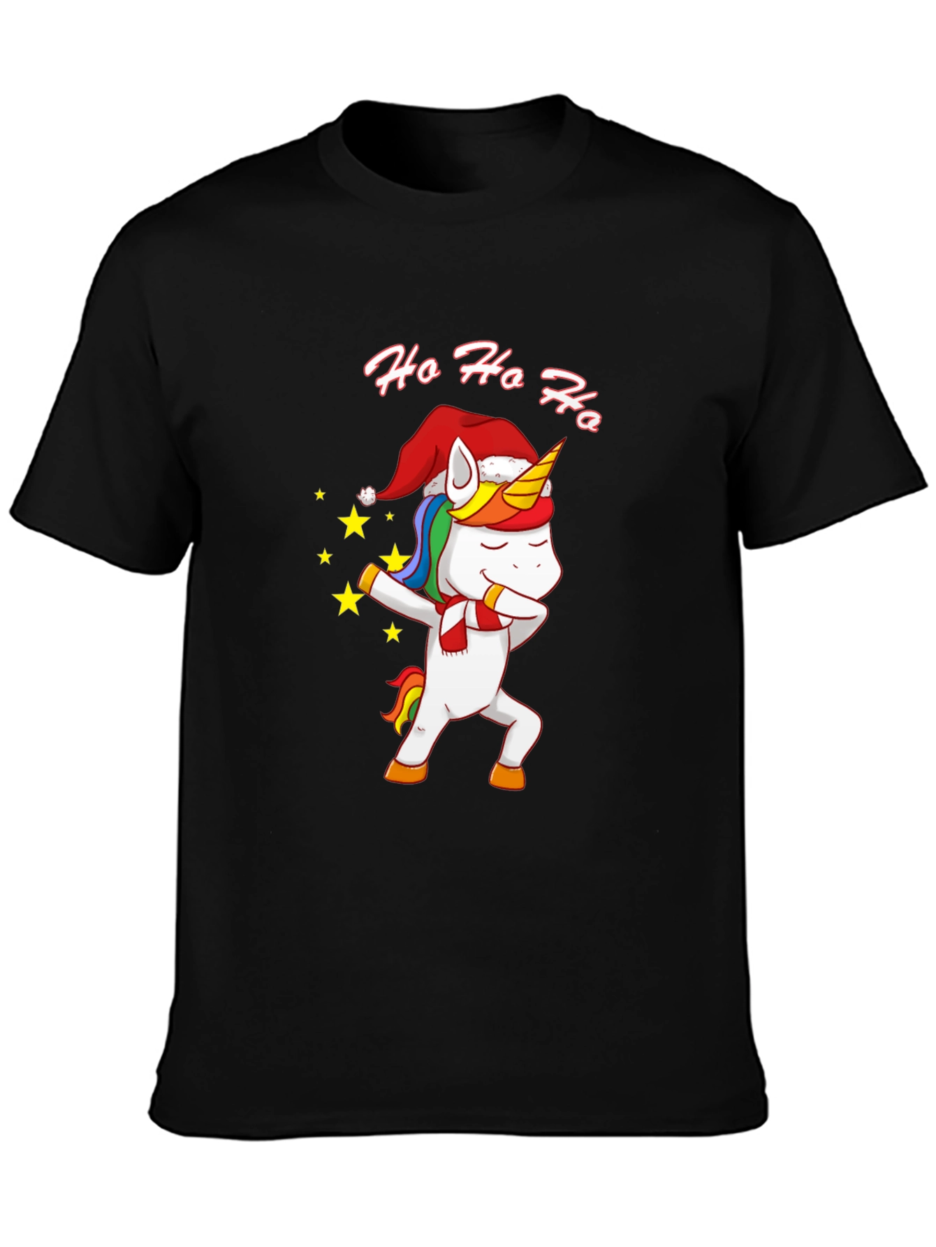 Unicorn Christmas Dabbing Black T-Shirt