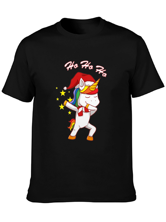 Unicorn Christmas Dabbing Black T-Shirt