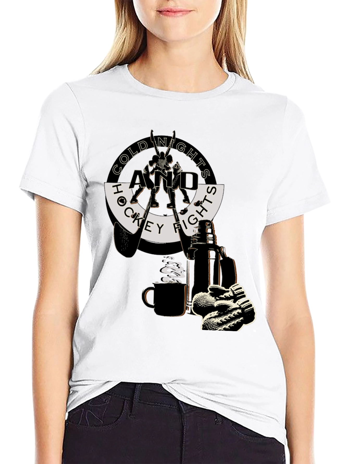 Cold Nights and Hockey Fights Graphic T-Shirt