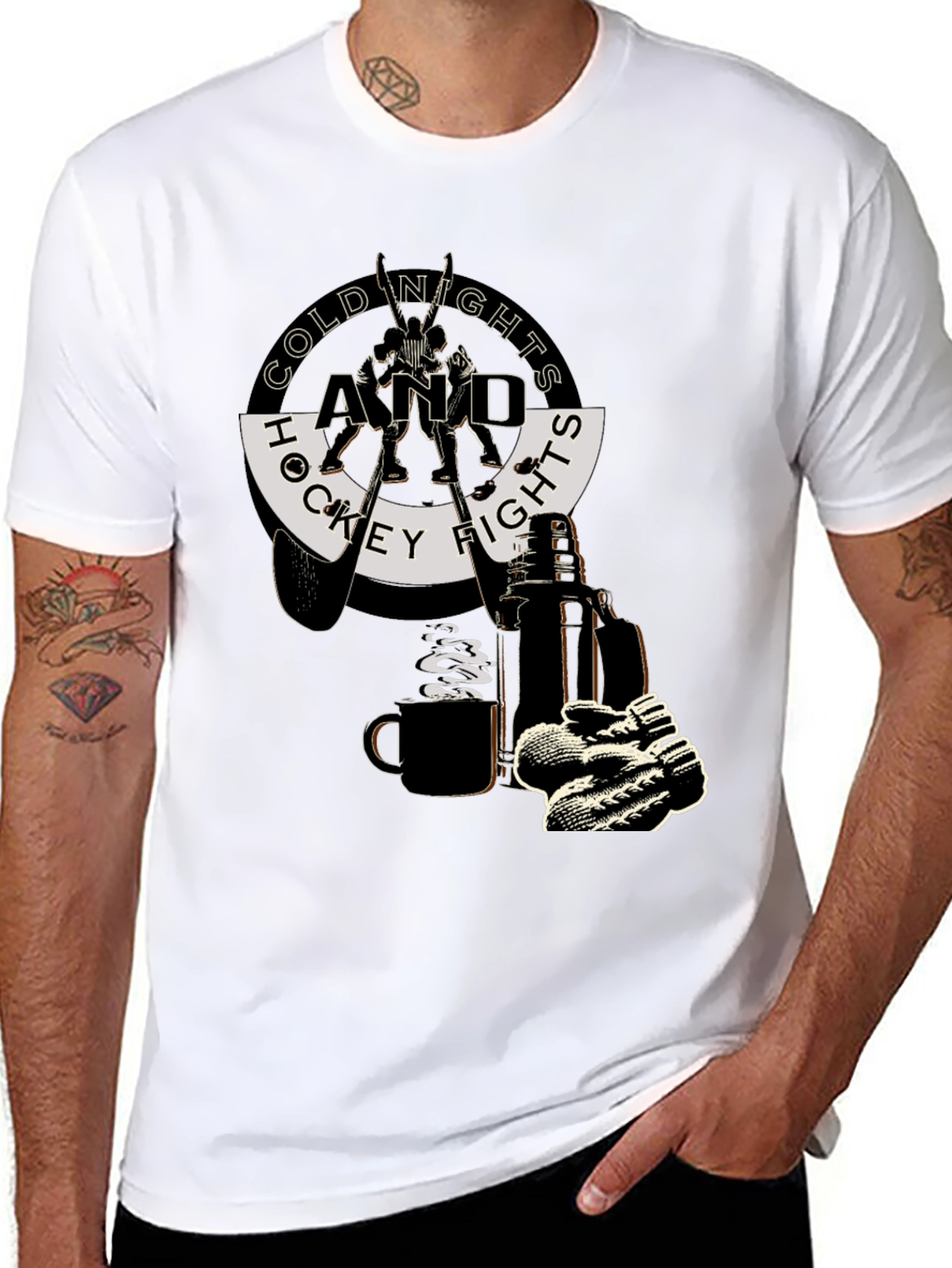 Cold Nights and Hockey Fights Graphic T-Shirt