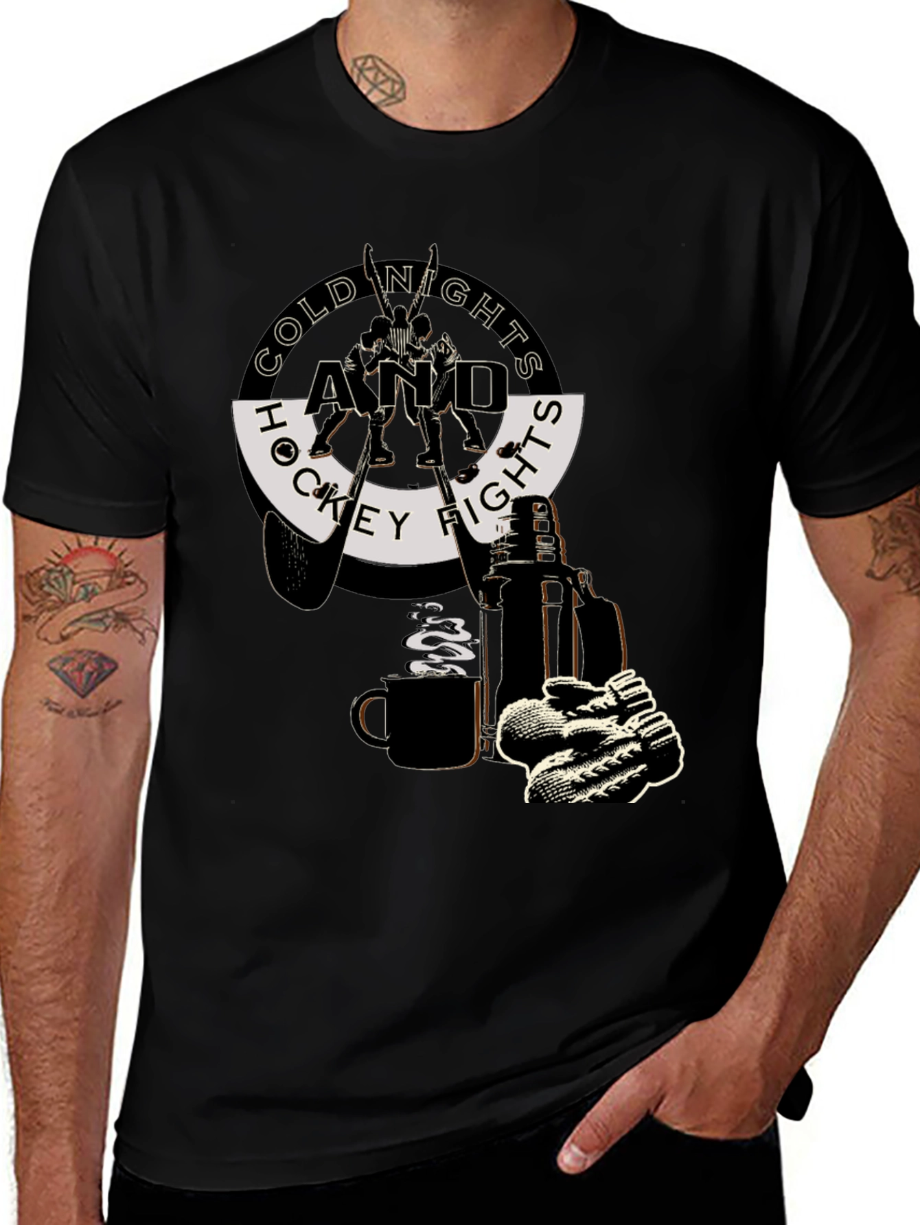 Cold Nights and Hockey Fights Graphic T-Shirt
