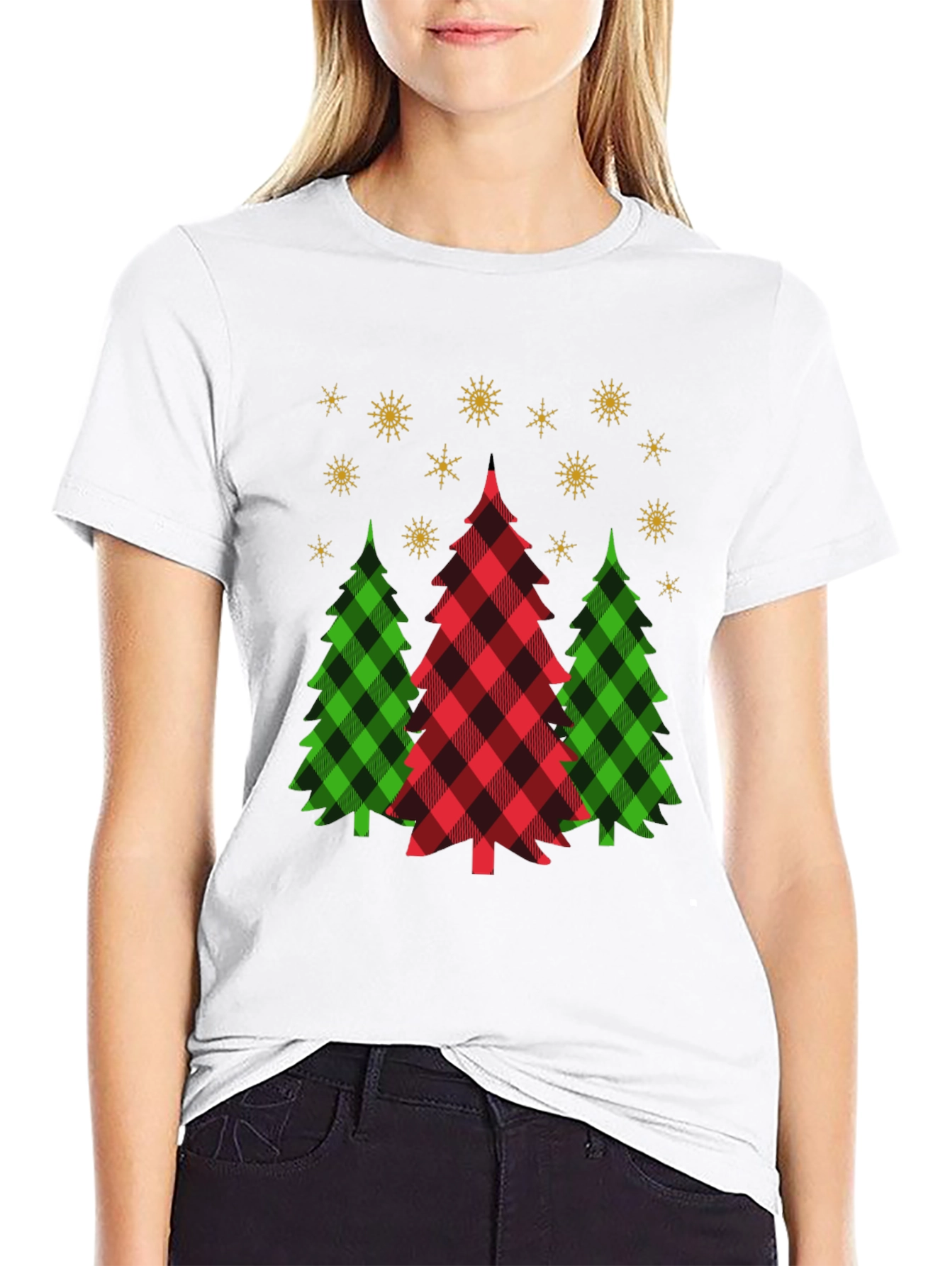 Festive Buffalo Plaid Christmas Tree T-Shirt