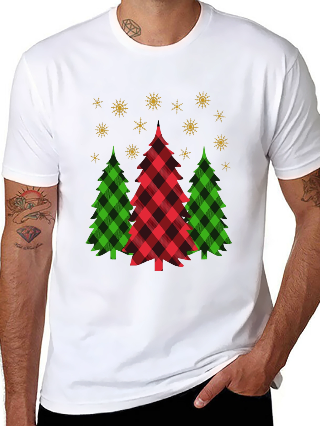 Festive Buffalo Plaid Christmas Tree T-Shirt