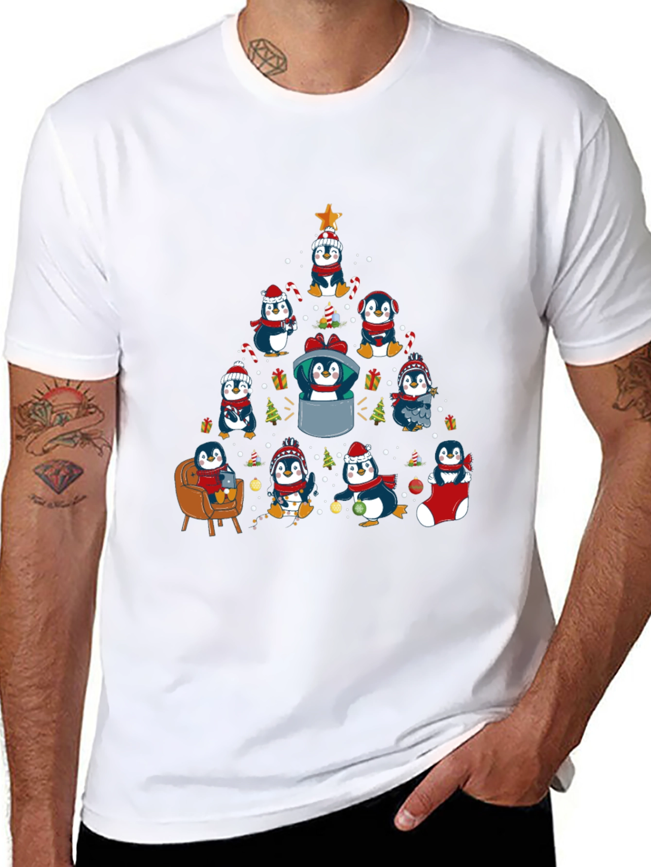 Penguin Christmas Tree Graphic Tee