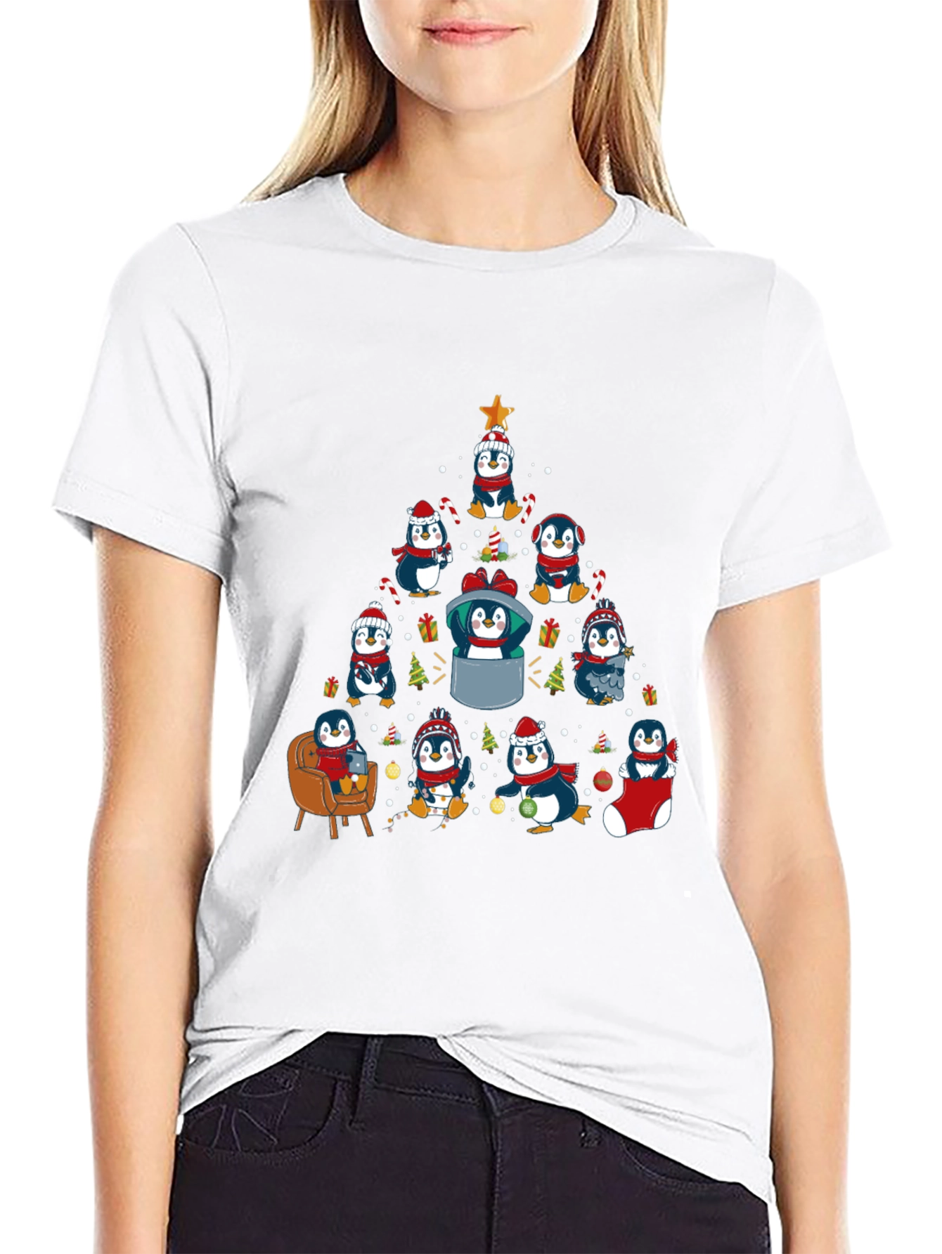Penguin Christmas Tree Graphic Tee