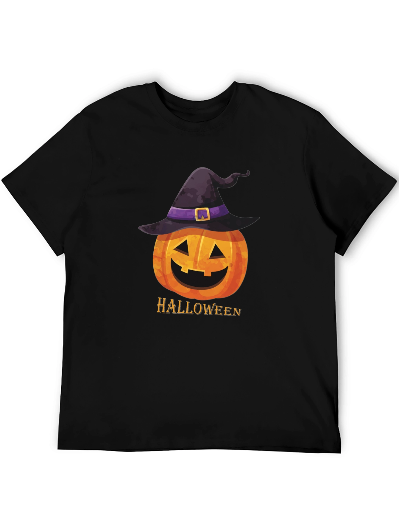 Halloween Pumpkin Witch Hat Graphic T-Shirt