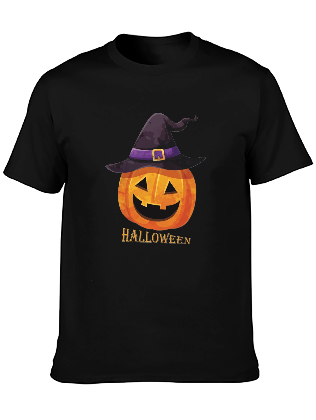 Halloween Pumpkin Witch Hat Graphic T-Shirt