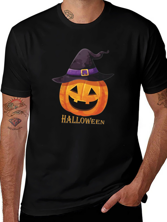 Halloween Pumpkin Witch Hat Graphic T-Shirt