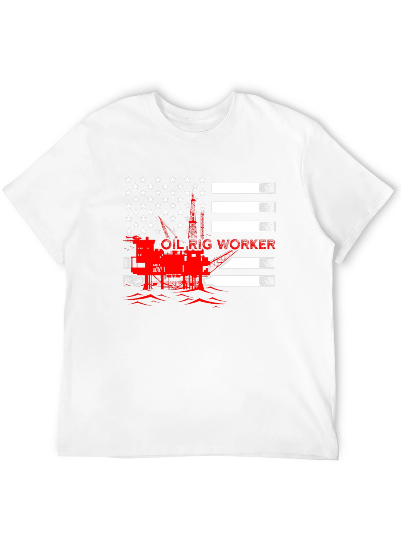 Oil Rig Worker American Flag Graphic T-Shirt