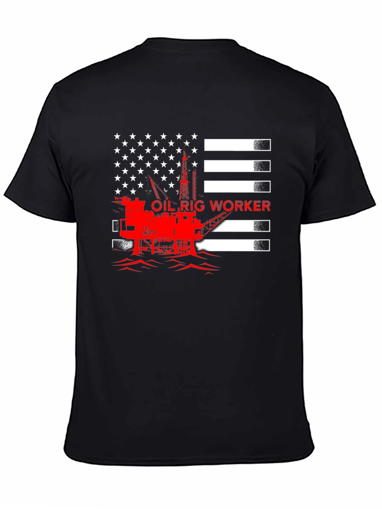 Oil Rig Worker American Flag Graphic T-Shirt
