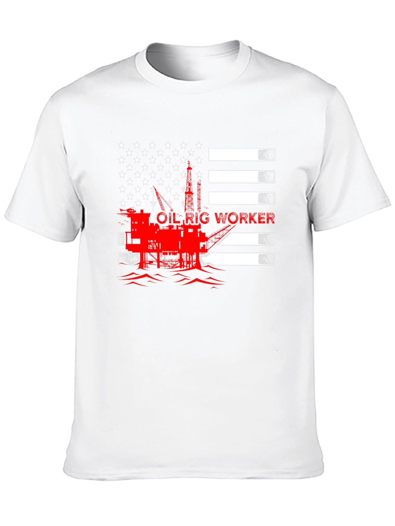 Oil Rig Worker American Flag Graphic T-Shirt