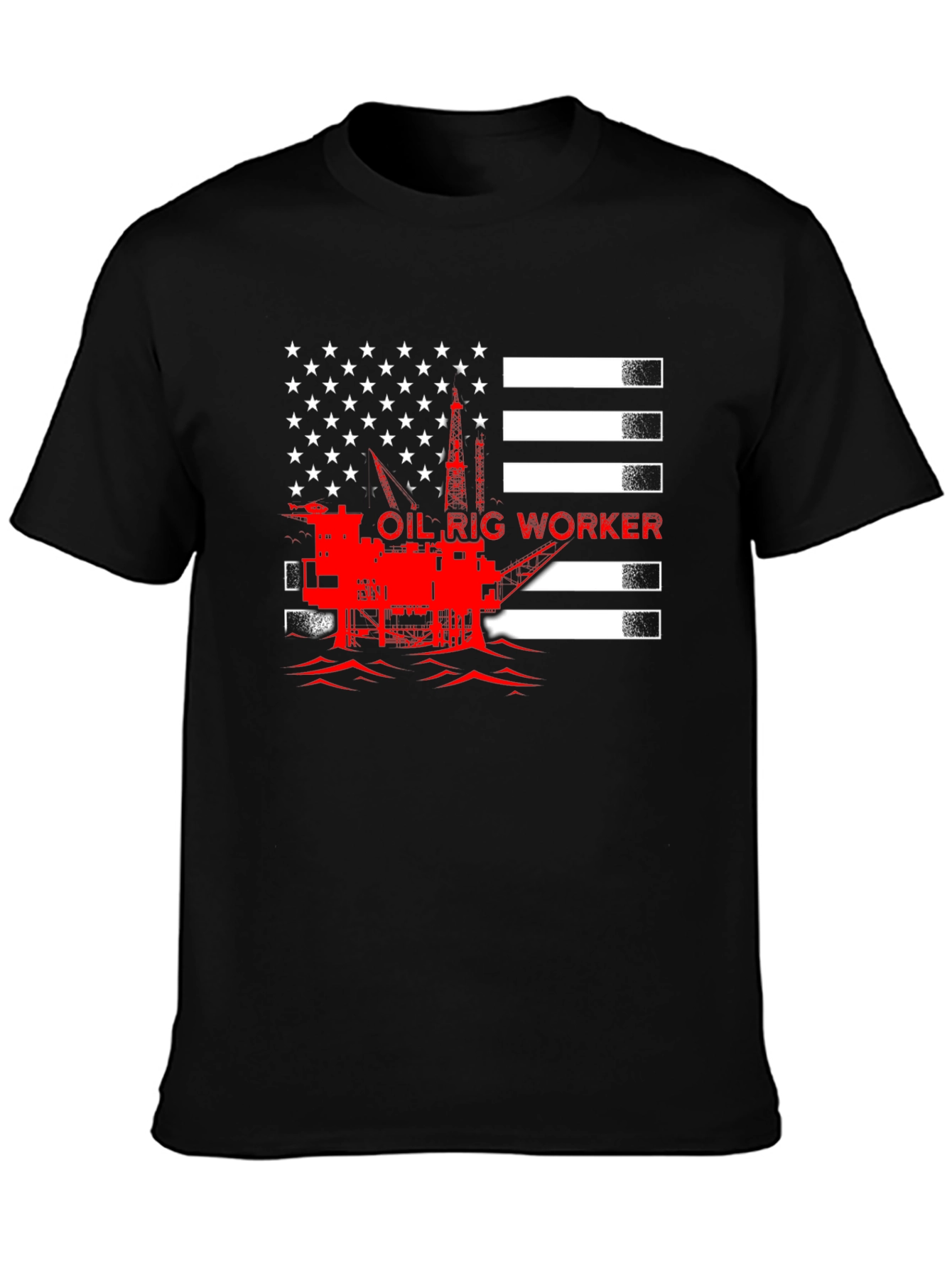 Oil Rig Worker American Flag Graphic T-Shirt