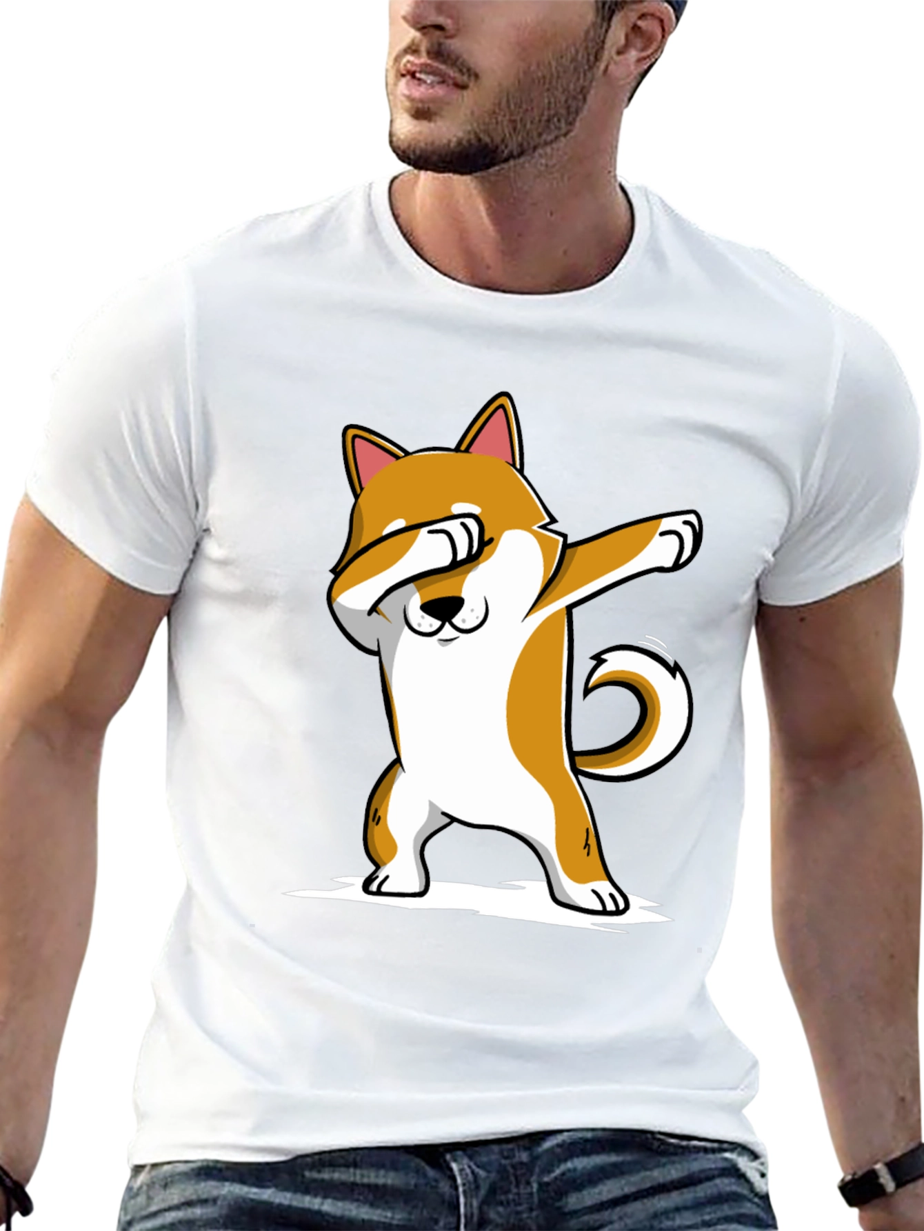 Dabbing Shiba Inu T-Shirt - Black Cotton Tee