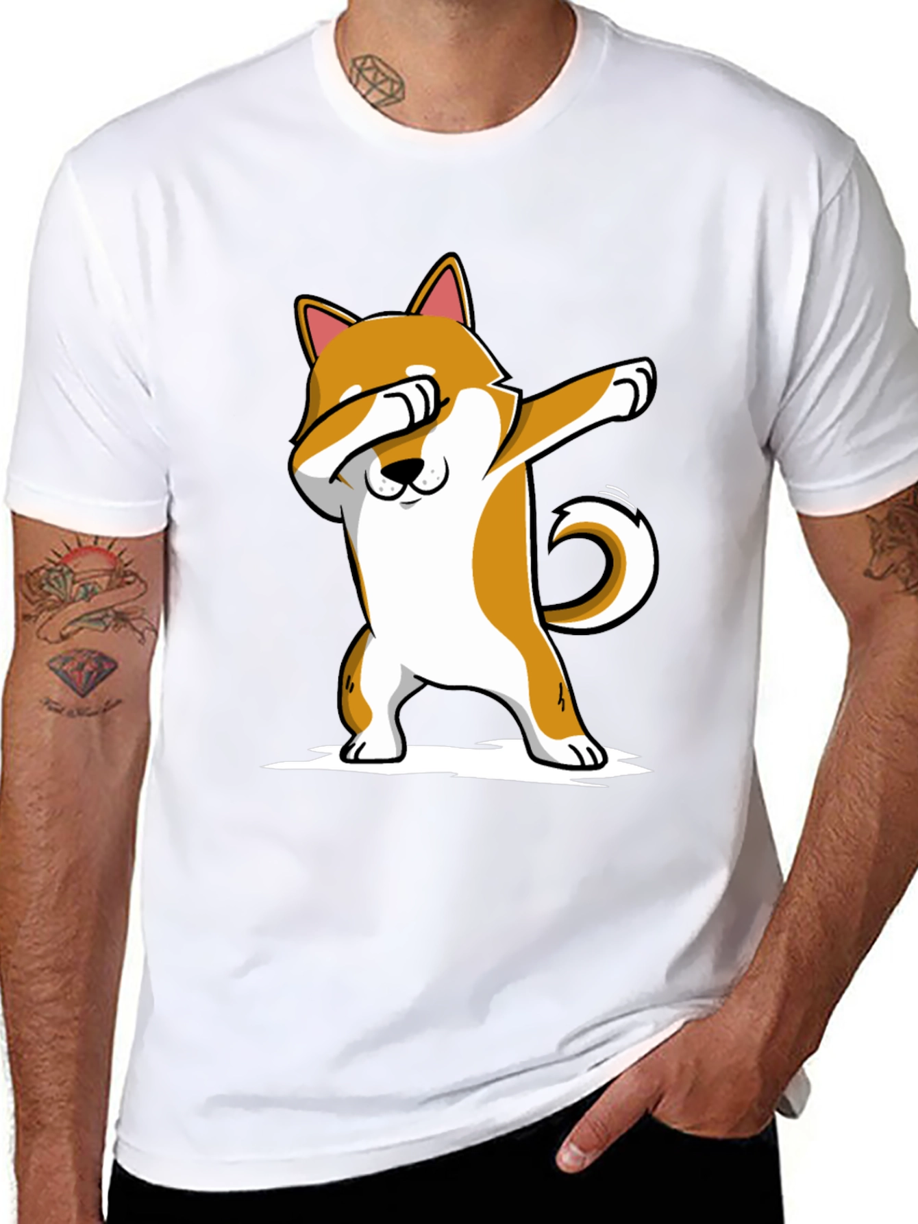 Dabbing Shiba Inu T-Shirt - Black Cotton Tee