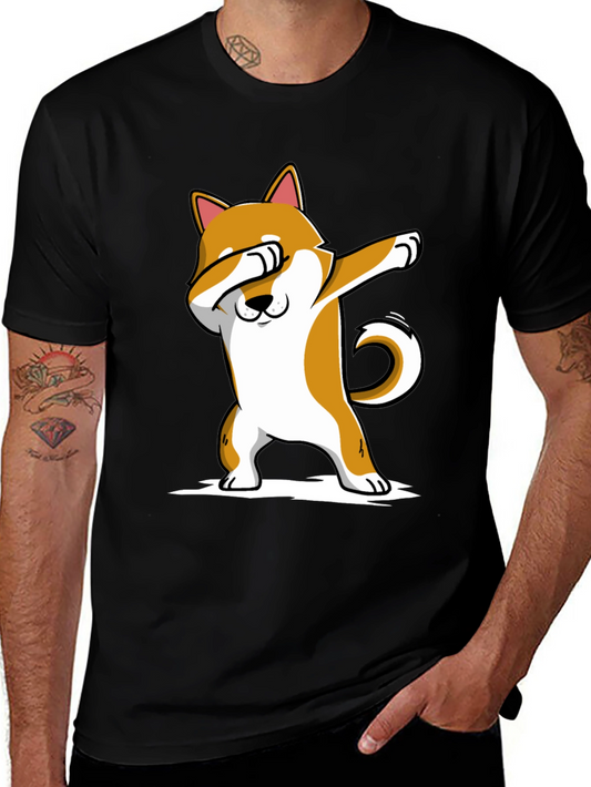 Dabbing Shiba Inu T-Shirt - Black Cotton Tee