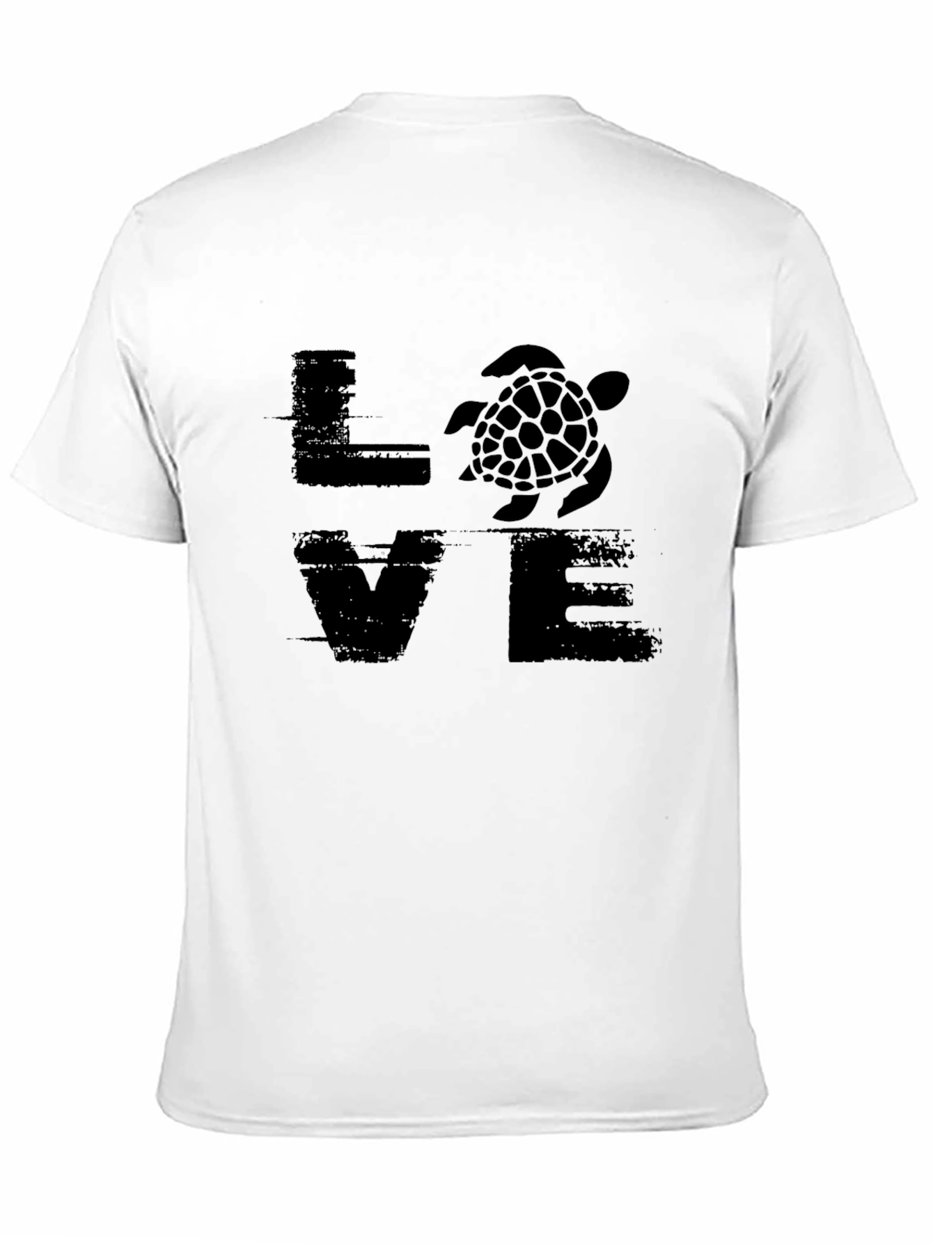 LOVE Turtle Graphic Tee - Black Cotton T-Shirt