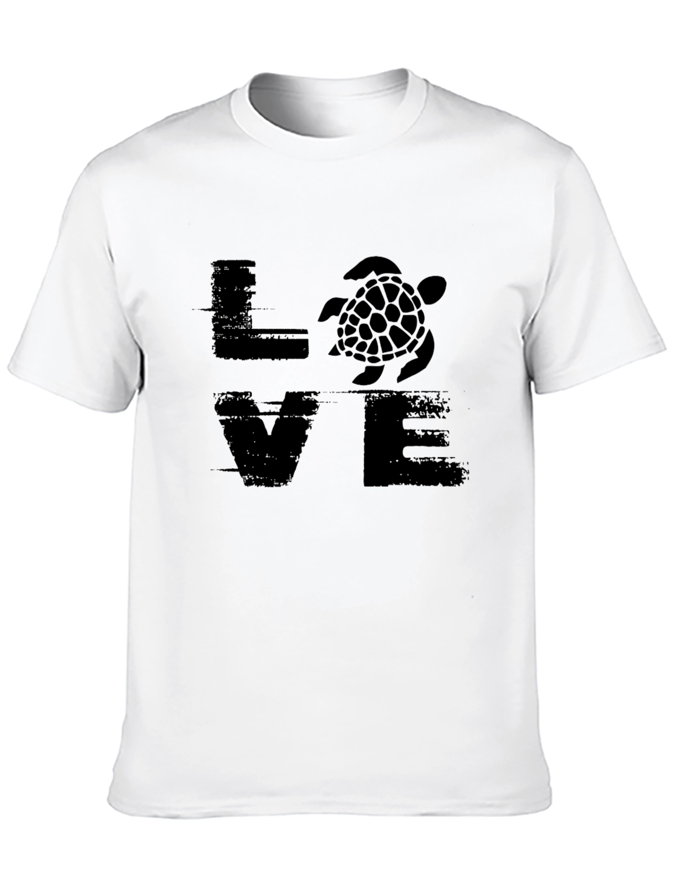 LOVE Turtle Graphic Tee - Black Cotton T-Shirt