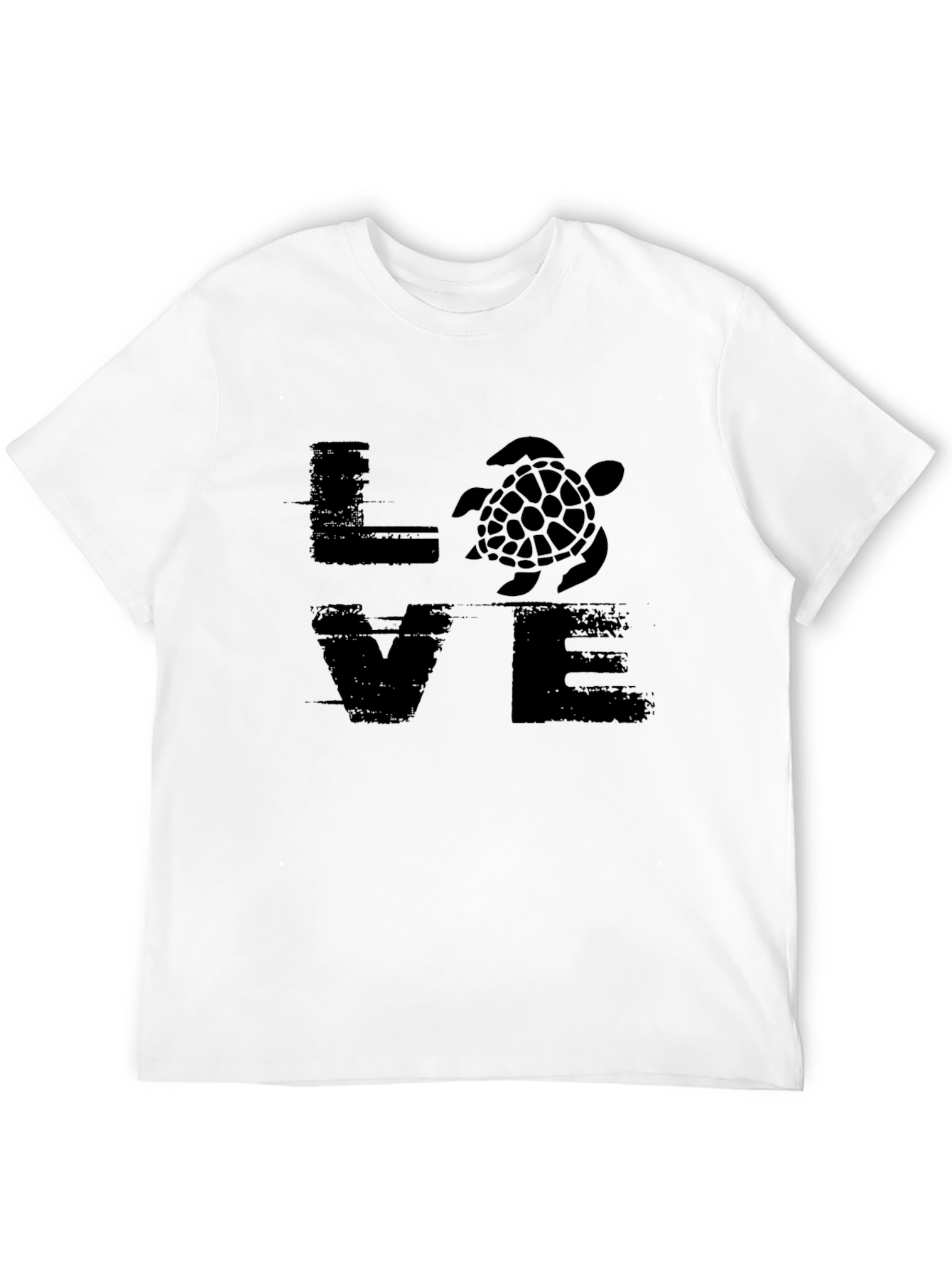 LOVE Turtle Graphic Tee - Black Cotton T-Shirt