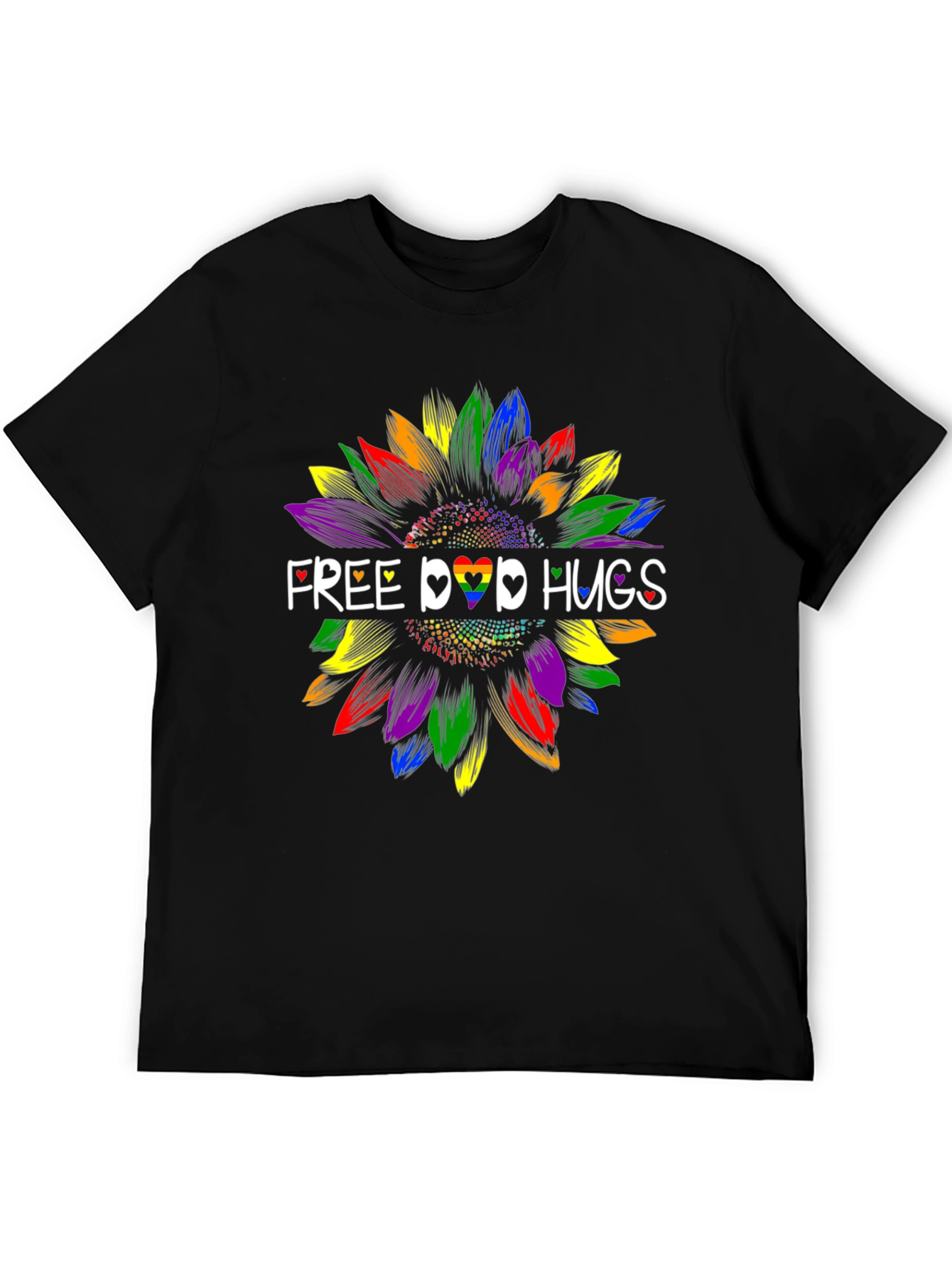 Free LGBTQ+ Hugs Sunflower T-Shirt